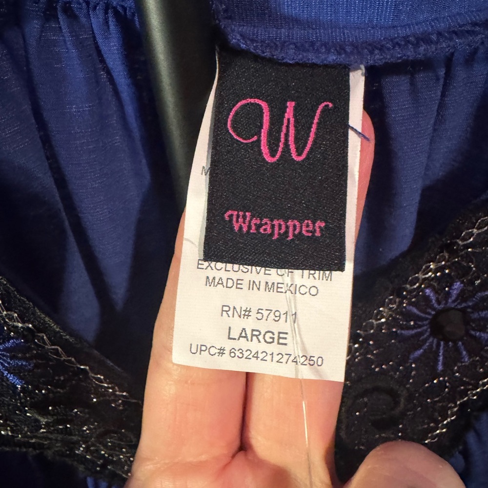 Wrapper Cobalt Blue Top with Black Detailing - Picture 3 of 7